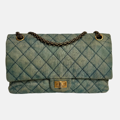Chanel 2.55 Jumbo Double Flap Denim Gold-tone Hardware 2012