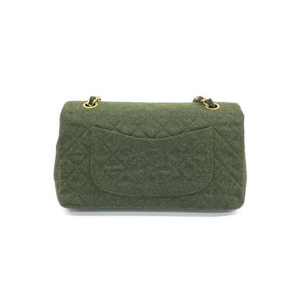 Chanel Classic Flap Khaki Green Wool Vintage Double Flap Bag 24k Gold Hardware