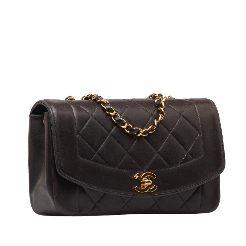 Chanel Matrasse Diana 23 Chain Shoulder Bag Black  S Leather  Chanel