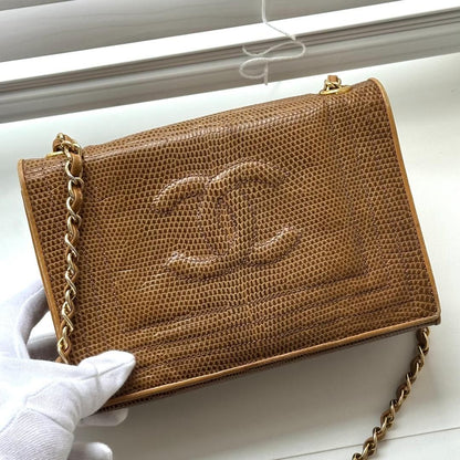 Chanel Flap Convertible Caramel Lizard Skin Bag For Sale at stDibs | lizard chanel bag, chanel lizard flap bag MR