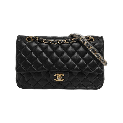 Chanel Timeless Classic Flap Medium Black Lambskin Leather Gold Hardware