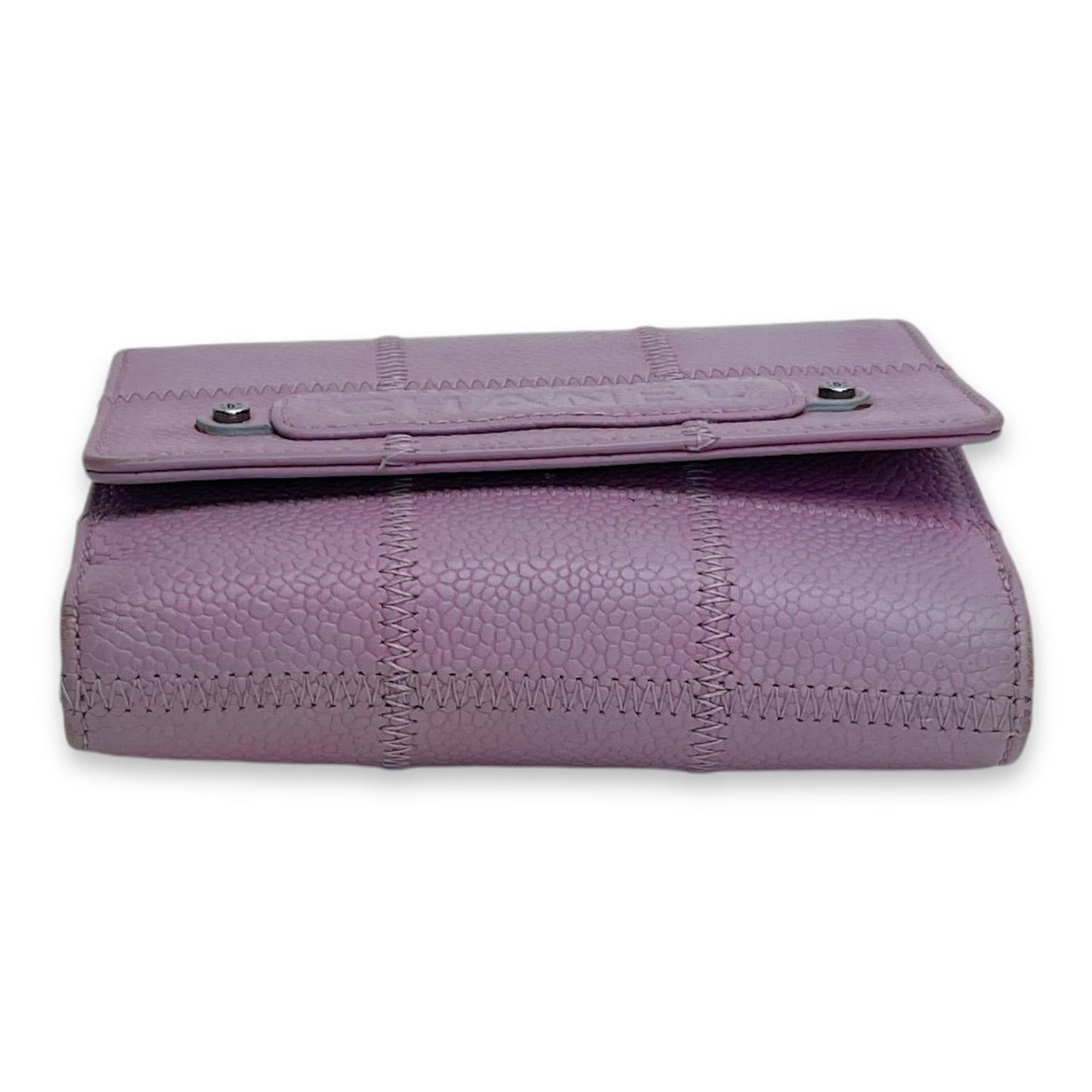 Classic Flap Pink Wallet in Caviar Leather, Silver hardware