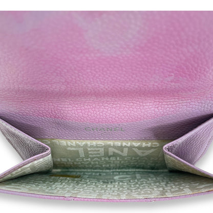 Classic Flap Pink Wallet in Caviar Leather, Silver hardware