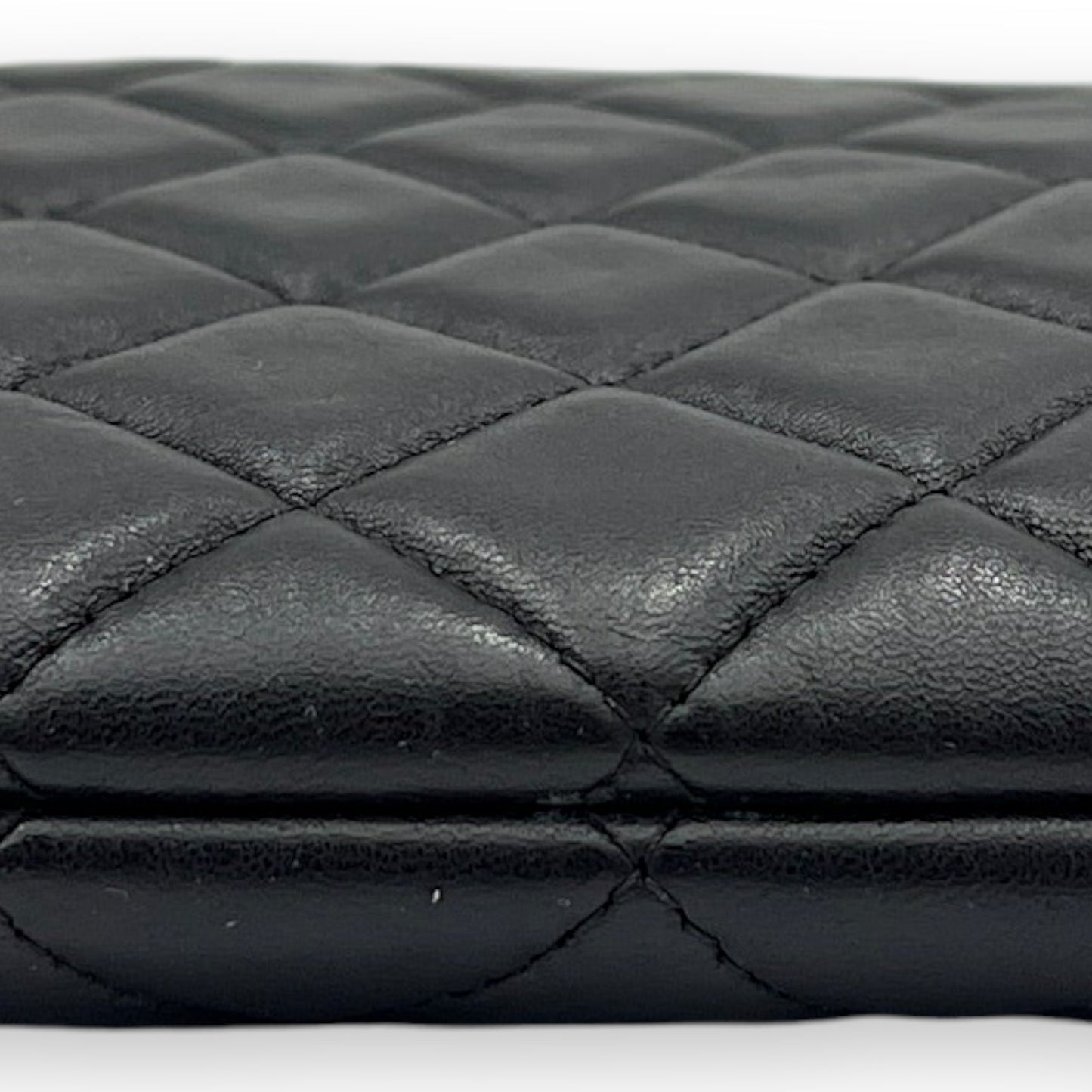 O Case Large Black Pouch in Lambskin, Light Gold hardware