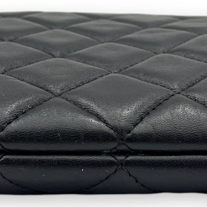 O Case Large Black Pouch in Lambskin, Light Gold hardware