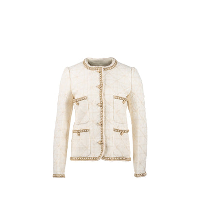 Chanel Size 34 Tweed Jacket White/Gold