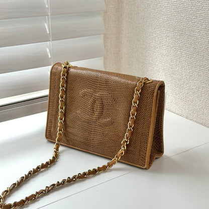 Chanel Flap Convertible Caramel Lizard Skin Bag For Sale at stDibs | lizard chanel bag, chanel lizard flap bag MR