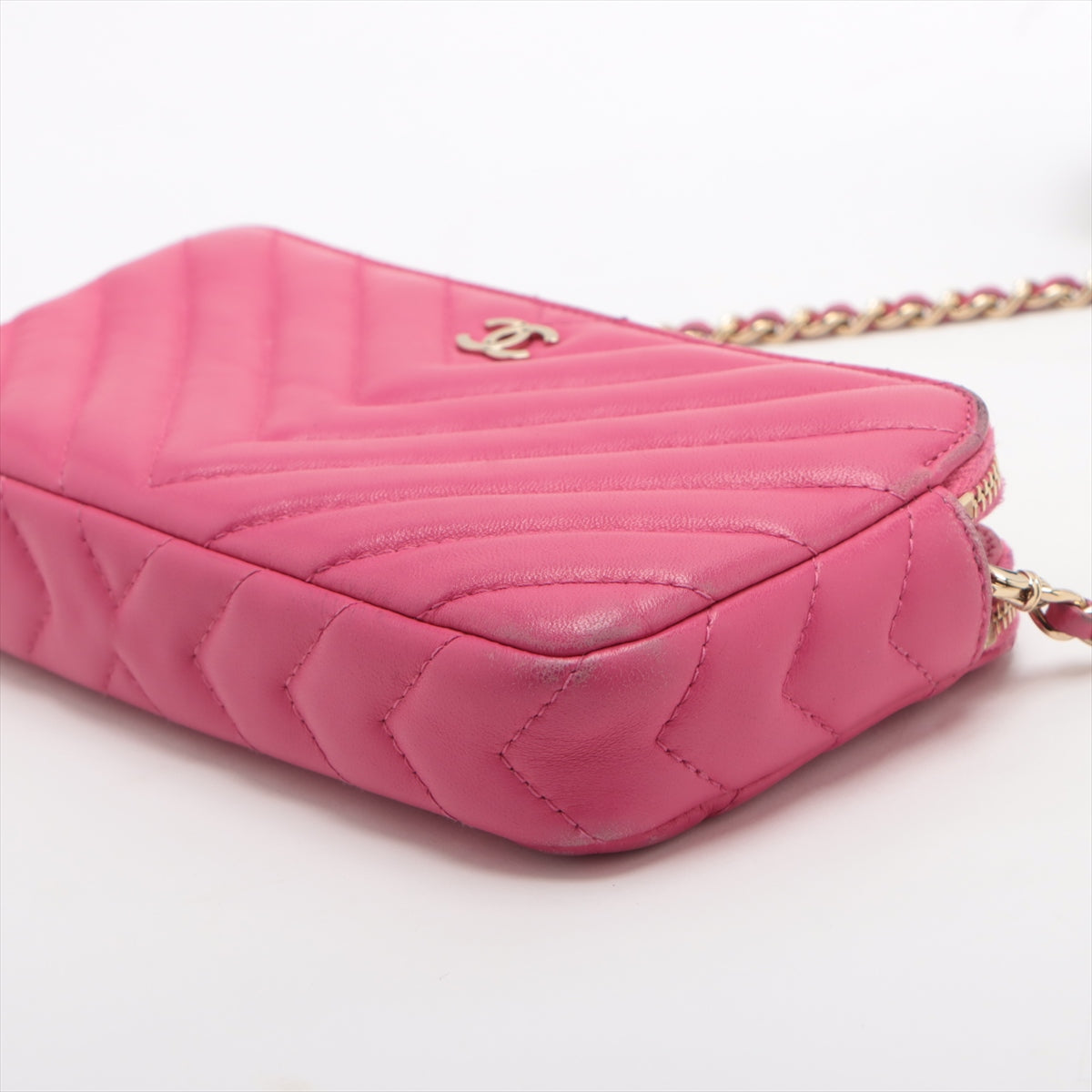 Chanel V Stitch  Chain Wallet Pink G  23rd