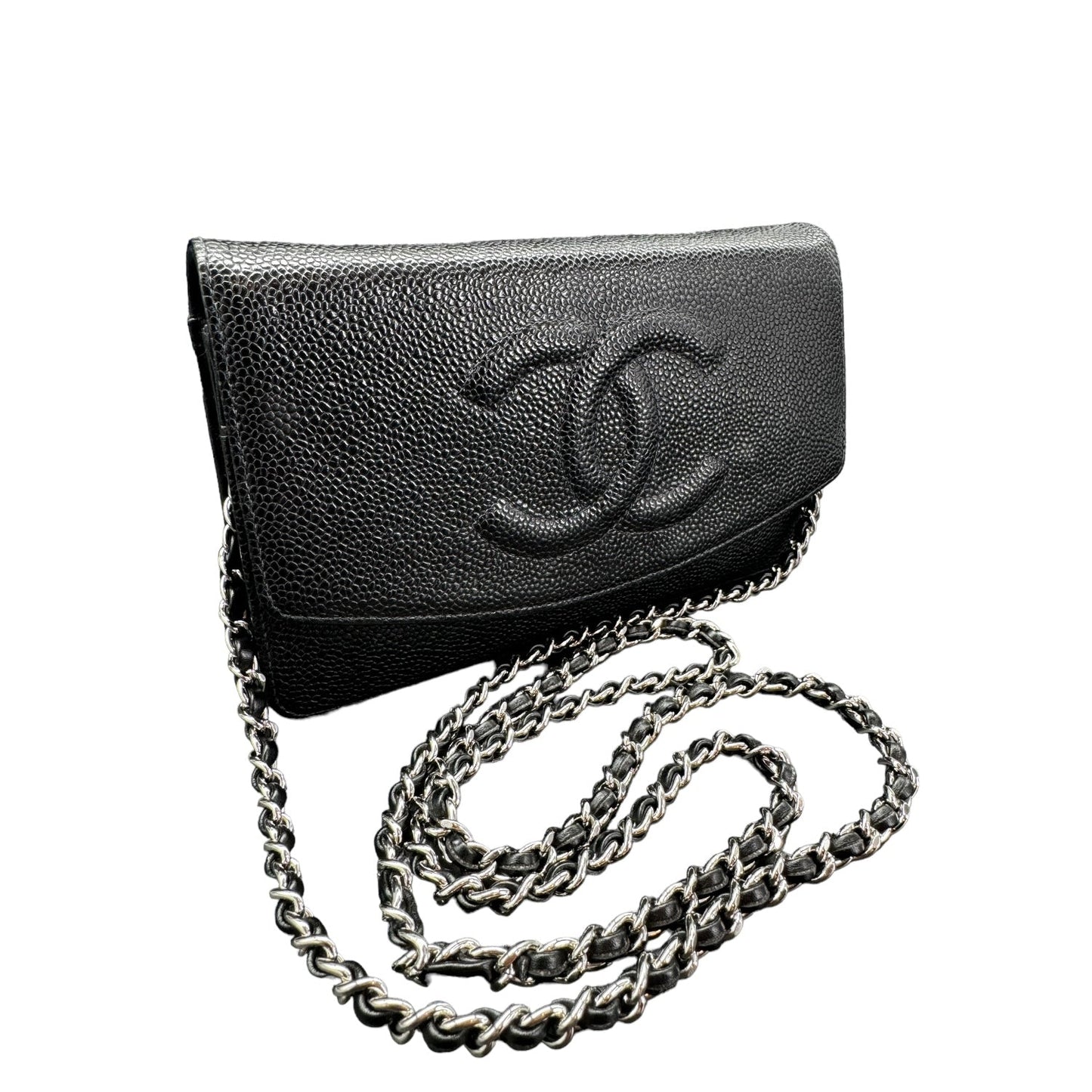 Chanel Vintage Black Caviar Timeless Wallet On Chain WOC