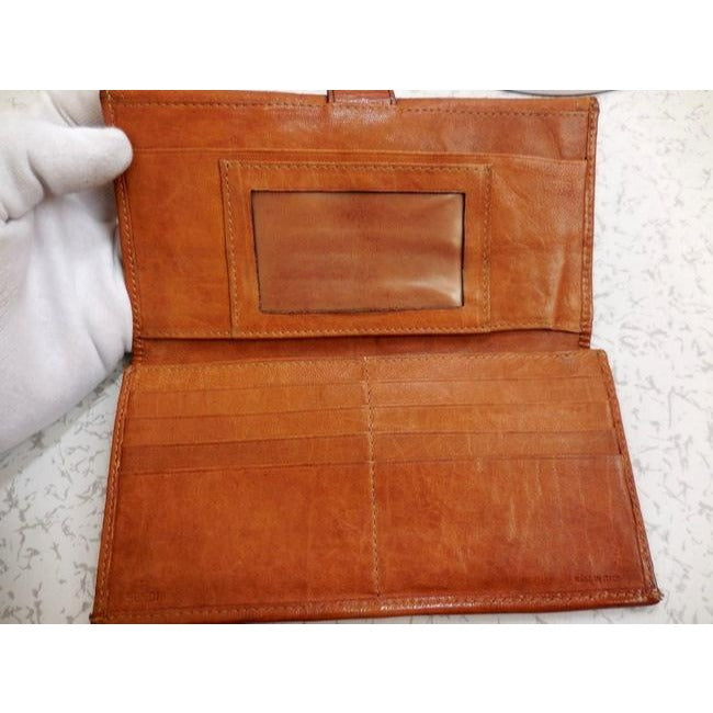 Fendi Cognac Brown Leather With Large B Buckle Xl Wallet