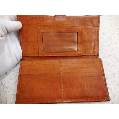 Fendi Cognac Brown Leather With Large B Buckle Xl Wallet