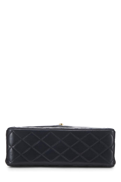 Chanel,  Black Quilted Lambskin Paris Limited Double Flap Small, Navy