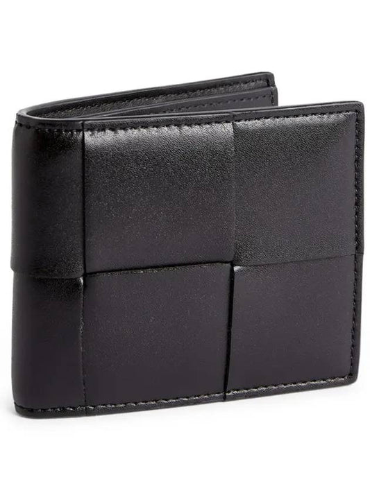 Luxury Bottega Veneta Intrecciato Cassette Half Wallet Black