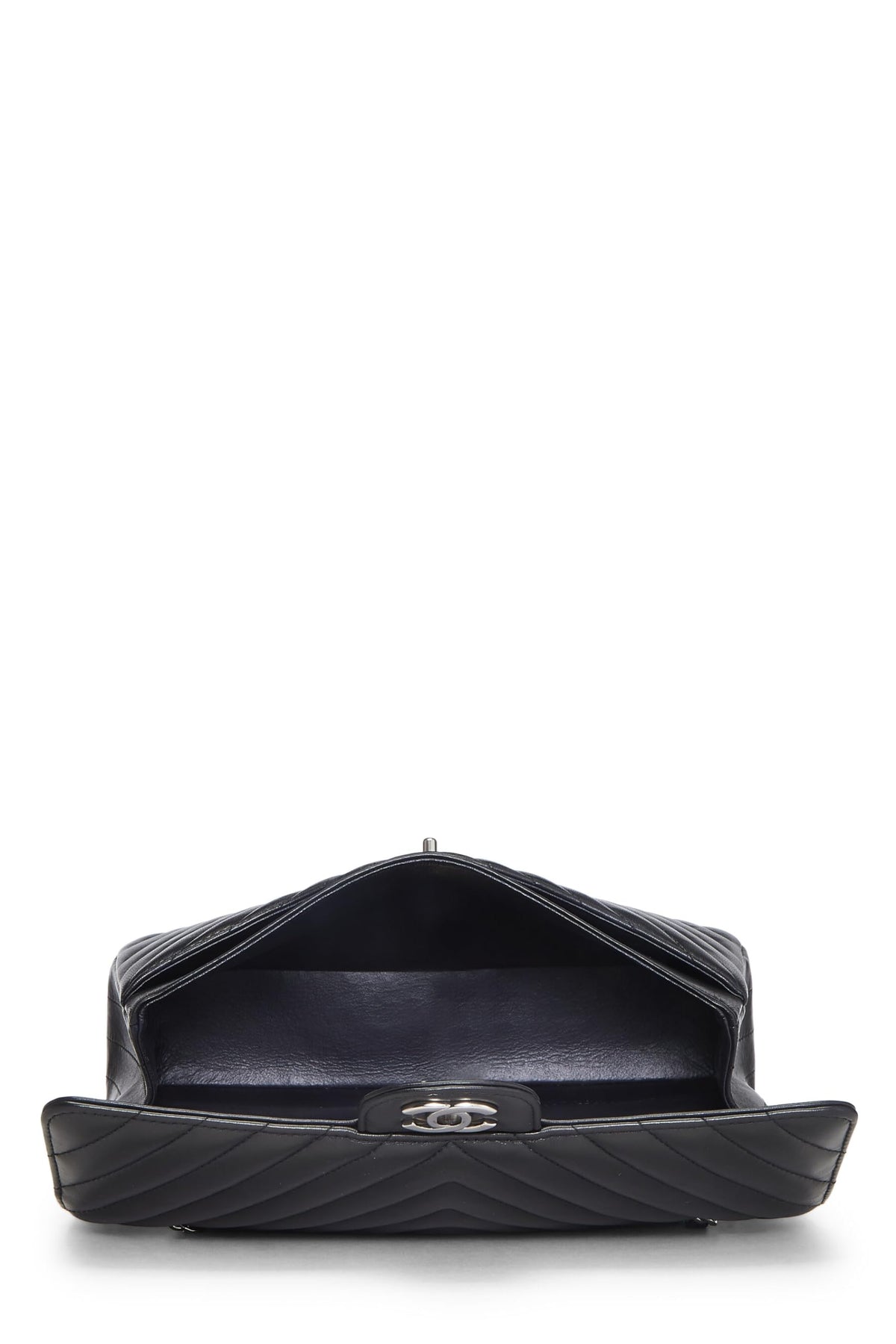 Chanel,  Black Chevron Lambskin Classic Double Flap Medium, Black