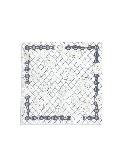Camellia Square Silk Scarf White Chanel