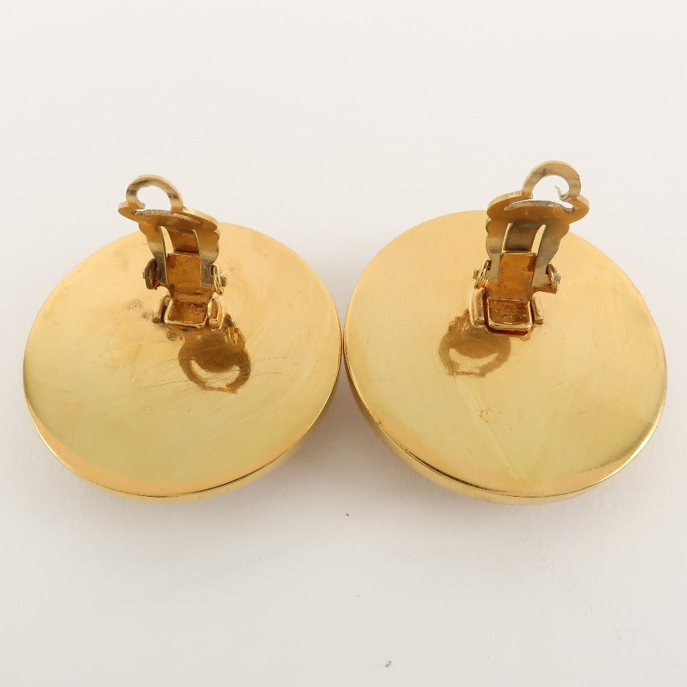 CHANEL Earring Plated Gold black COCO Mark Women Used