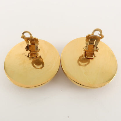 CHANEL Earring Plated Gold black COCO Mark Women Used