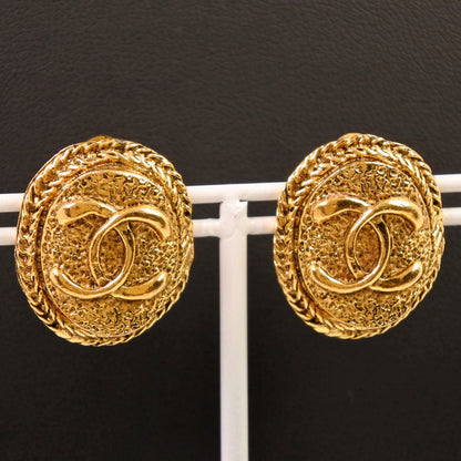 CHANEL Earring Plated Gold gold vintage COCO Mark Women Used