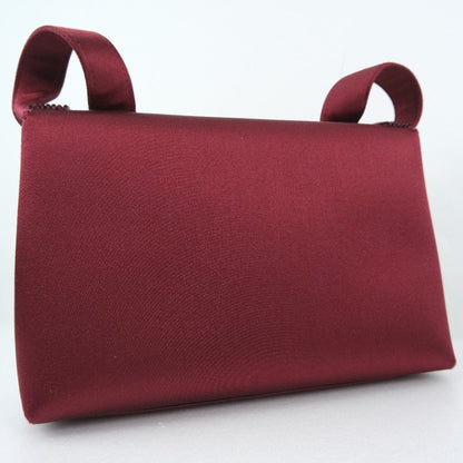 CHANEL Shoulder Bag Satin, Rhinestone Bordeaux COCO Mark Party bag Women Used