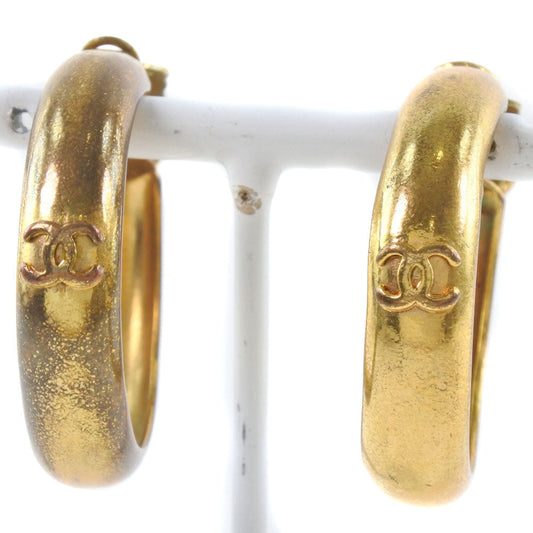 CHANEL Earring Plated Gold gold hoop COCO Mark Women Used