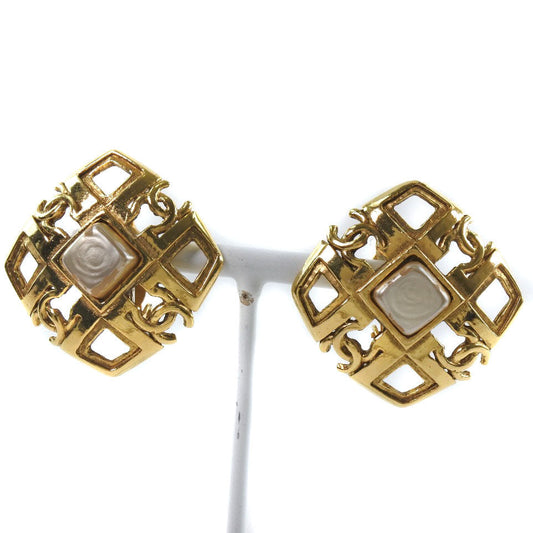 CHANEL Earring Plated Gold gold vintage COCO Mark Women Used