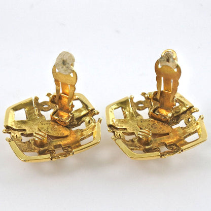 CHANEL Earring Plated Gold gold vintage COCO Mark Women Used