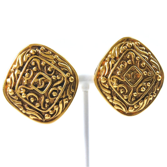 Chanel Coco Mark Gold Earrings Vintage