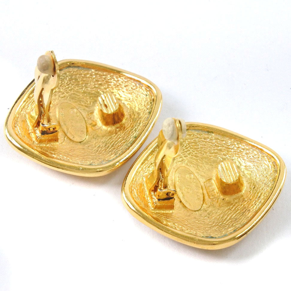 Chanel Coco Mark Gold Earrings Vintage