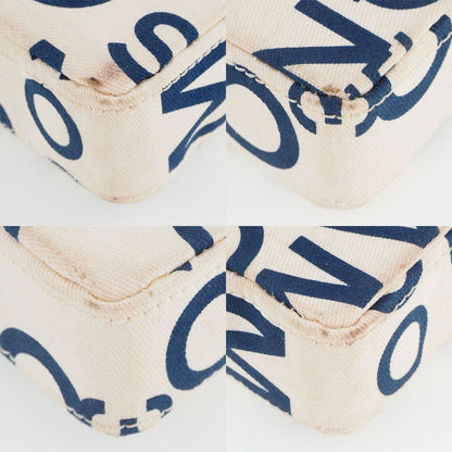 CHANEL Pouch canvas White / blue Chain pouch Women Used