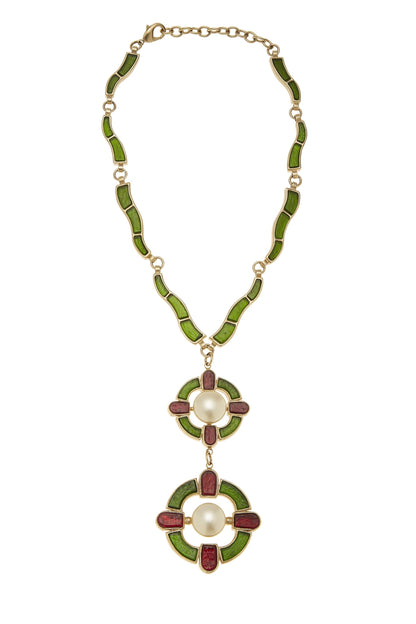 Chanel,  Multicolor Faux Pearl Gripoix Pendant Necklace, Multi