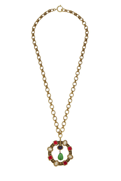 Chanel,  Gold & Multi Gripoix Pendant Necklace, Multi