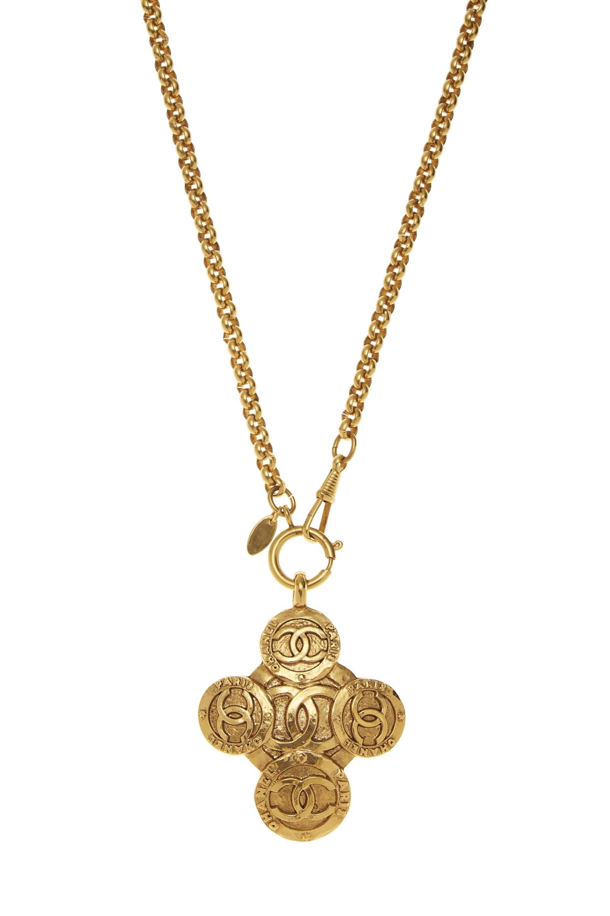 Chanel,  Gold 'CC' Cross Necklace, Gold