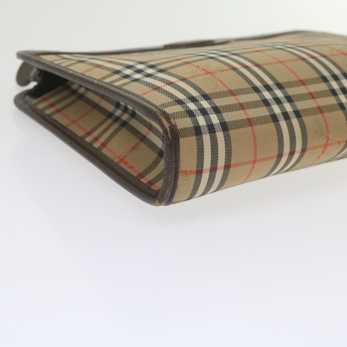 BurberrySs Nova Check Clutch Bag Canvas Beige Auth 61210