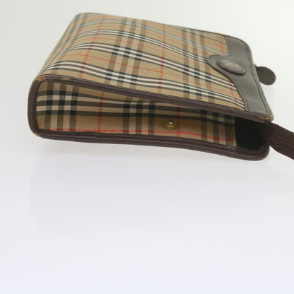 BurberrySs Nova Check Clutch Bag Canvas Beige Auth 61210