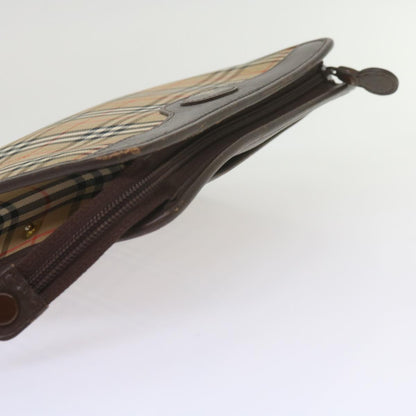 BurberrySs Nova Check Clutch Bag Canvas Beige Auth 61210
