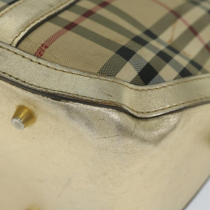 Burberry Nova Check Hand Bag Nylon Canvas Beige Auth 61344