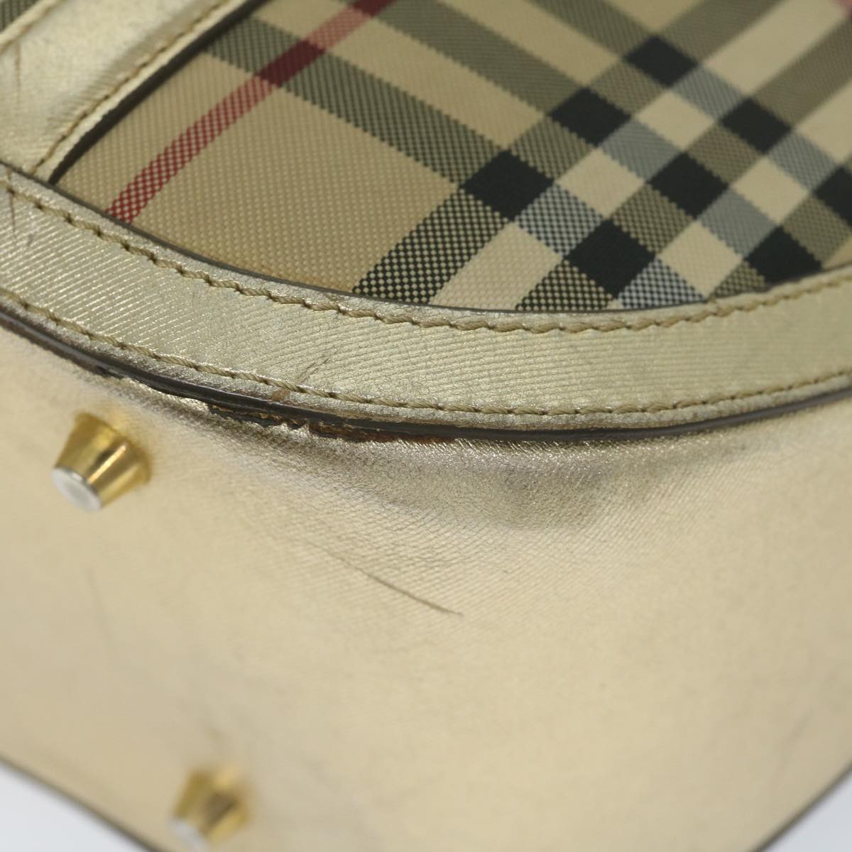 Burberry Nova Check Hand Bag Nylon Canvas Beige Auth 61344