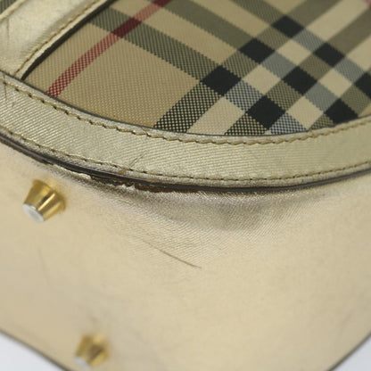Burberry Nova Check Hand Bag Nylon Canvas Beige Auth 61344