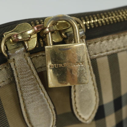 Burberry Nova Check Hand Bag Nylon Canvas Beige Auth 61344
