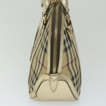 Burberry Nova Check Hand Bag Nylon Canvas Beige Auth 61344