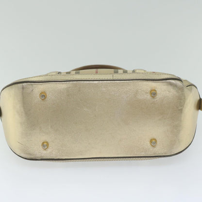 Burberry Nova Check Hand Bag Nylon Canvas Beige Auth 61344