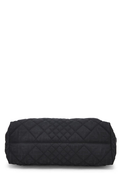 Fendi,  Black Quilted Canvas Chain Tote, Black