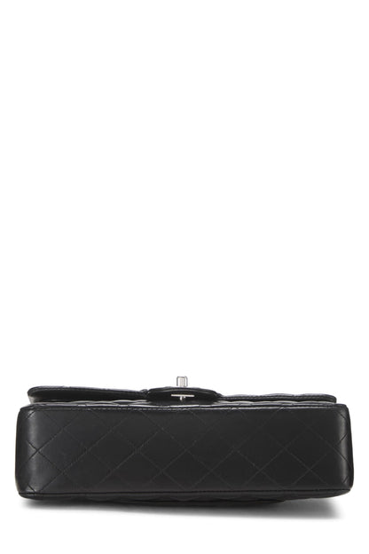 Chanel,  Black Quilted Lambskin Classic Double Flap Medium, Black