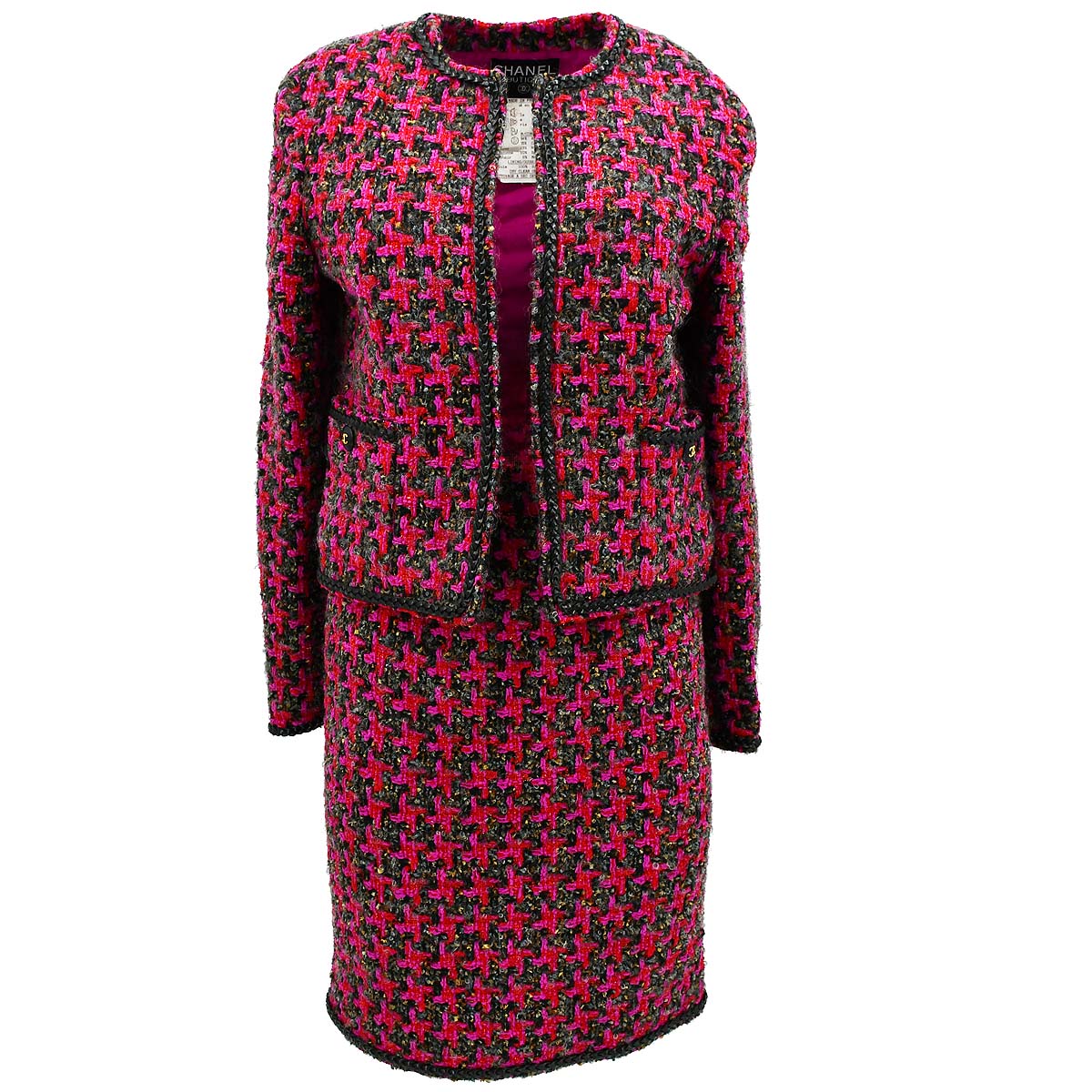 Chanel Setup Suit Jacket Skirt Black