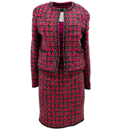 Chanel Setup Suit Jacket Skirt Black