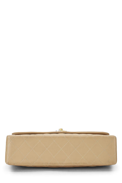 Chanel,  Beige Quilted Lambskin Paris Limited Double Flap Medium, Beige