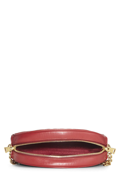 Prada,  Red Calfskin Diagramme Crossbody Bag, Red