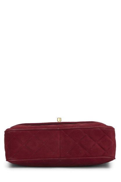 Chanel,  Red Quilted Suede Pocket Camera Bag Medium, Red