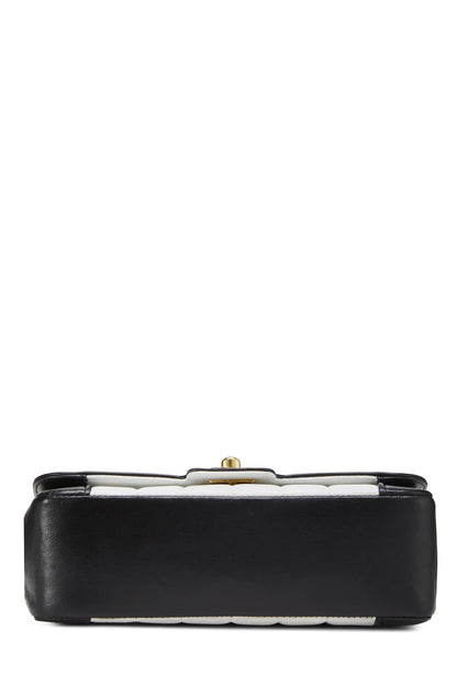 Chanel,  White & Black Vertical Lambskin Border Flap Mini, Multi