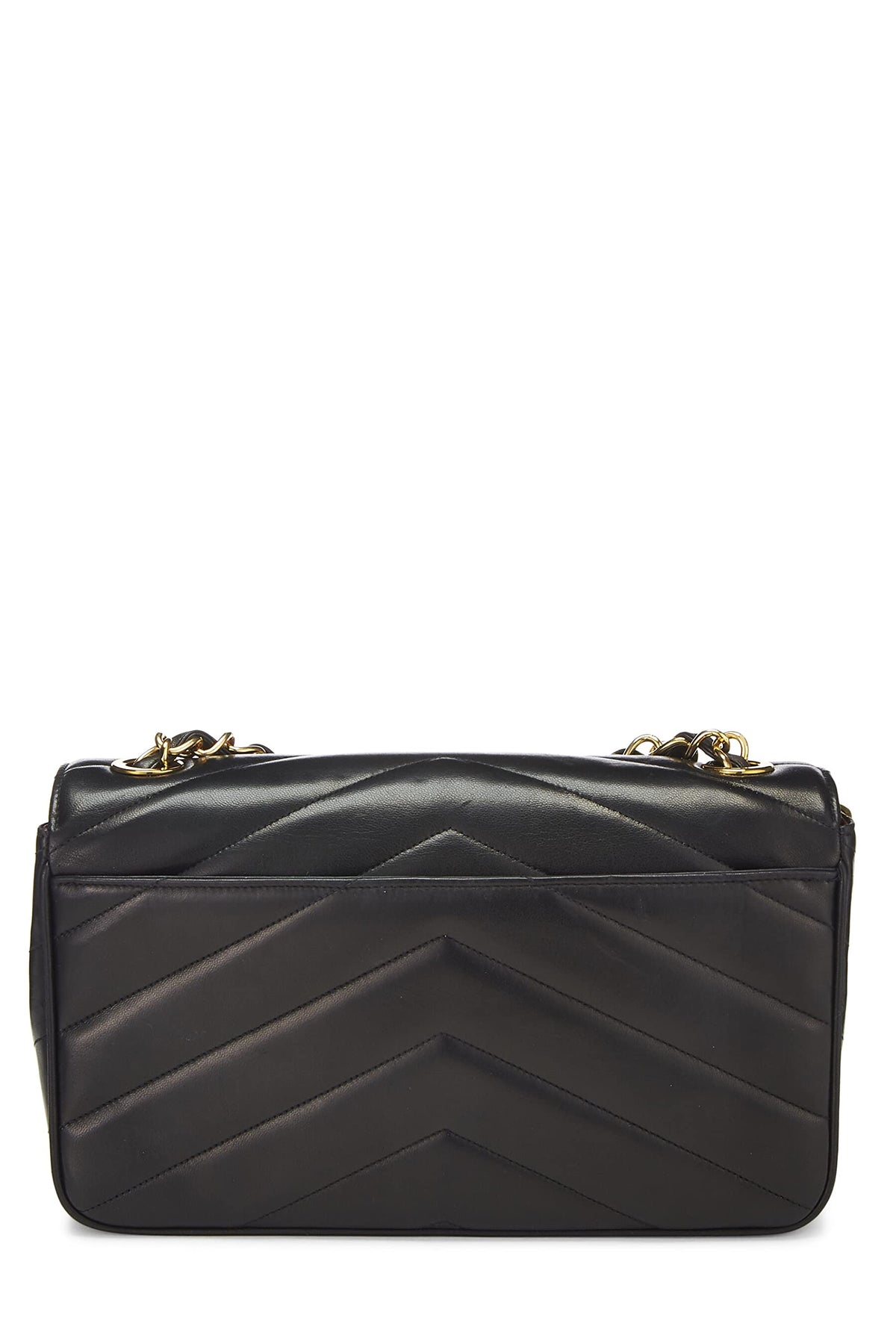 Chanel,  Black Chevron Lambskin Envelope Flap Medium, Black